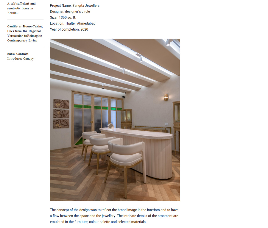 Architect and Interiors India article